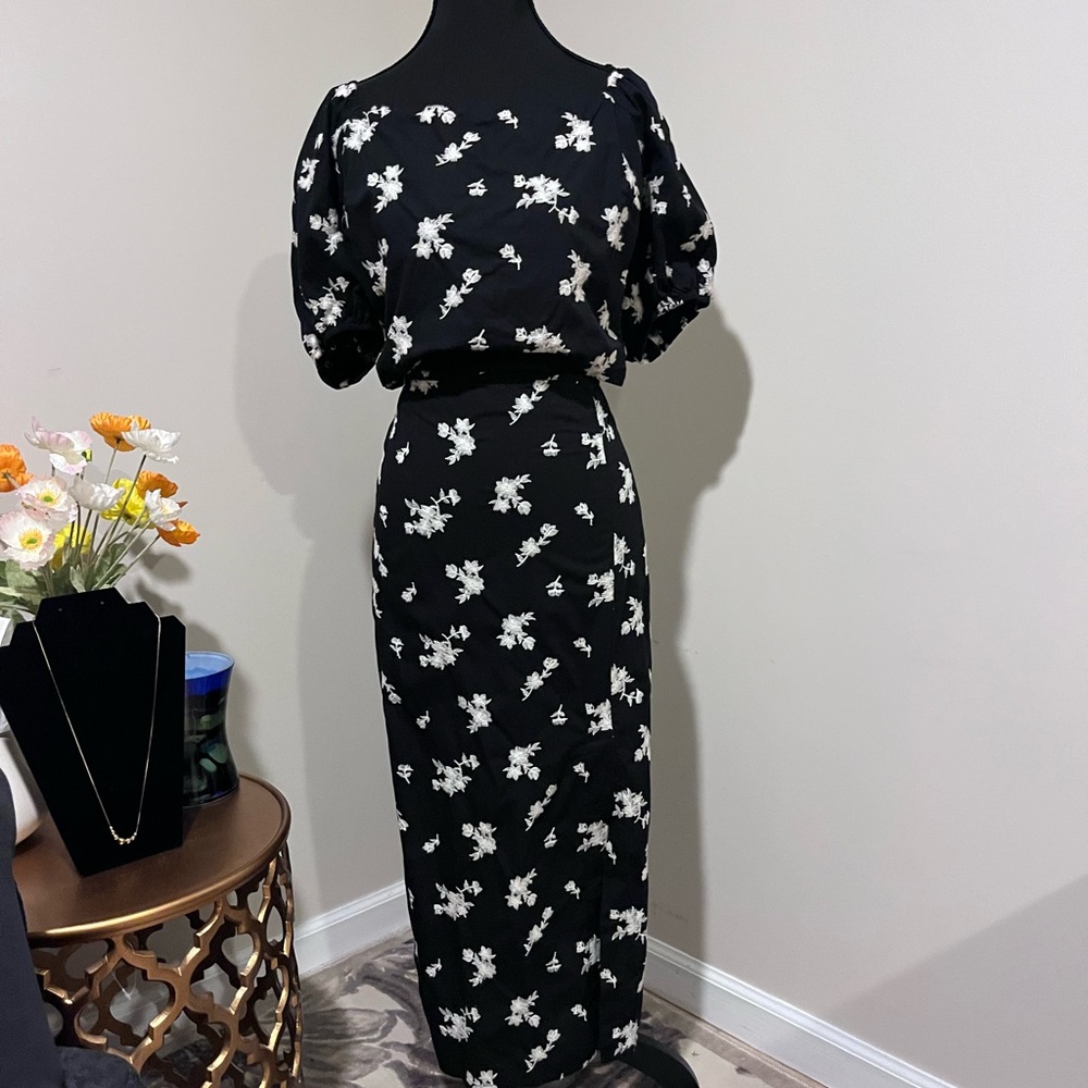 Lucy Paris Black Dress with White Floral Print